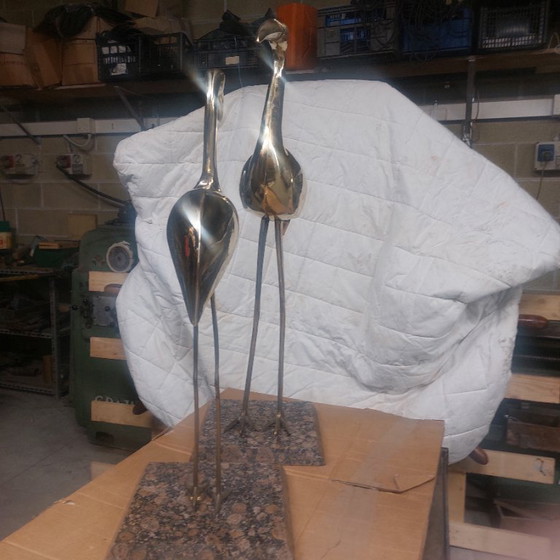 Image 1 of Statues de flamants roses en laiton