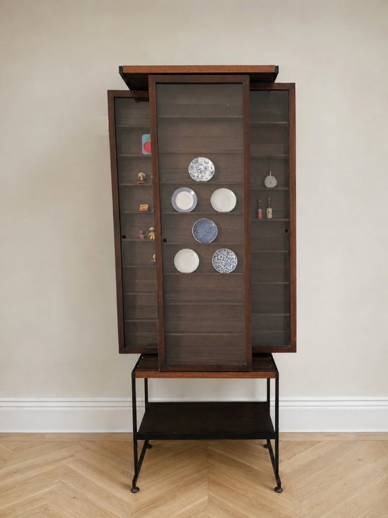 Triple Sliding Glass Display Cabinet – Vintage Pharmacy, 1960s (photo 2 of 6)