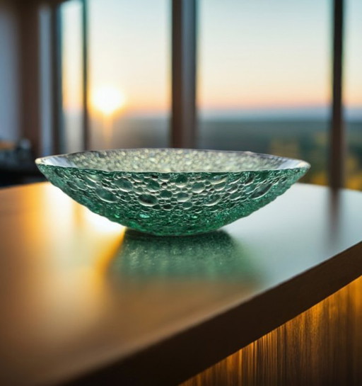Vintage Bubble Glass Bowl by Pavel Panek - Mid - Century Czech Design | Unique Glass Object from the 60s/70s