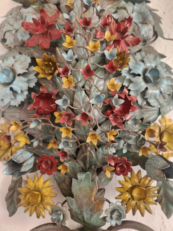 Set di 3 applique da parete CIANI Firenze, dipinte e forgiate a mano, applique fiorentine "Bouquet – Metal (photo 11 of 15)