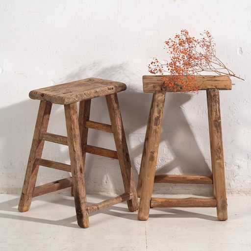 Antique Asian stools (c.1900). Set of two pieces #4