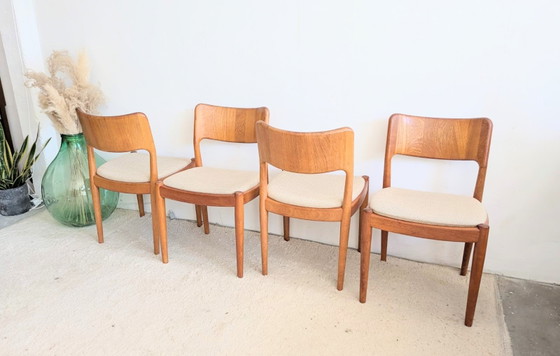 Image 1 of Set vintage di 4 sedie da pranzo danesi in teak, Glostrup Möbelfabrik