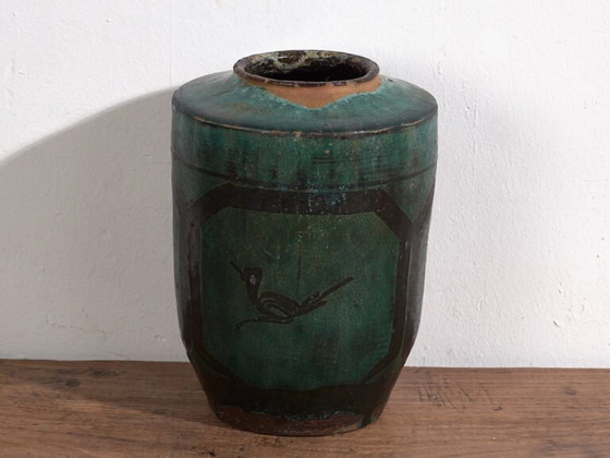 Antieke hoge turquoise groene vaas (ca. 1820) #37 – Vazen, Ceramic (photo 30 of 40)