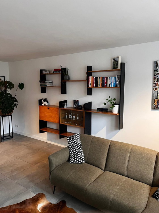 Image 1 of Sistema a parete vintage scandinavo con bar - design anni '60