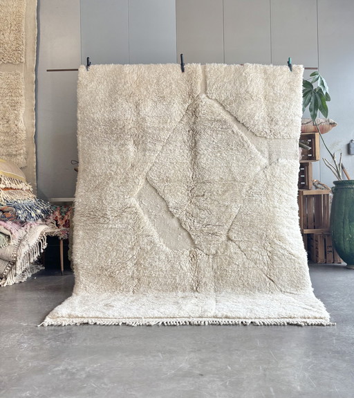 Moroccan Rug Hand Knotted 200x300 cm - Beni Ourain Rug - All Wool Berber Rug - Custom Rug - Handmade Rug - Genuine Lamb Wool