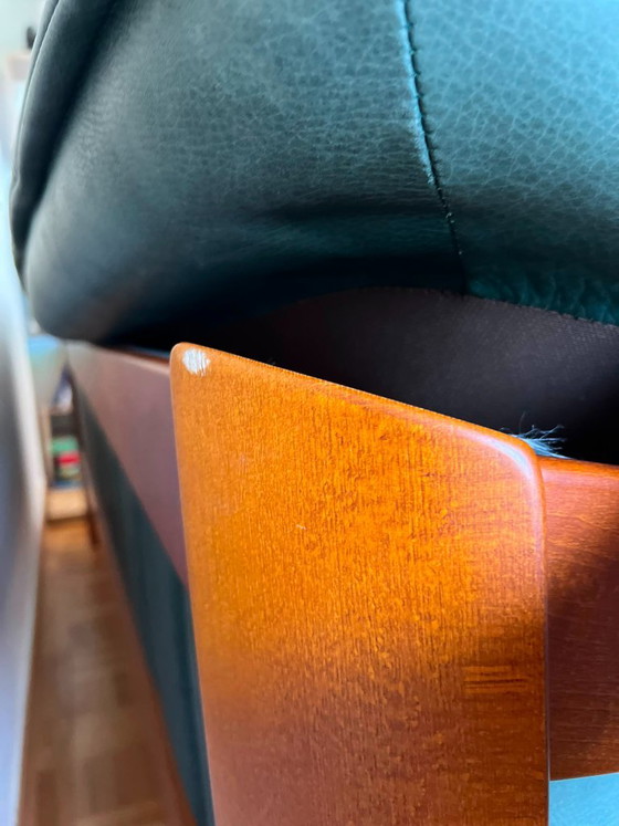 Divano vintage Hjellegjerde Møbler – pelle verde e teak – Norvegia anni '60/'70 – Divani 3 posti, Wood (photo 4 of 5)