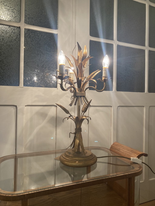 Lámpara de mesa original de Hans Kögl Weizengarbe, pátina Hollywood Regency