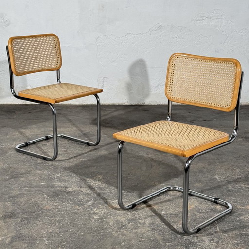 Set aus 2 Freischwingern im Cesca-Stil, nach Marcel Breuer, Italien, 1960er Jahre