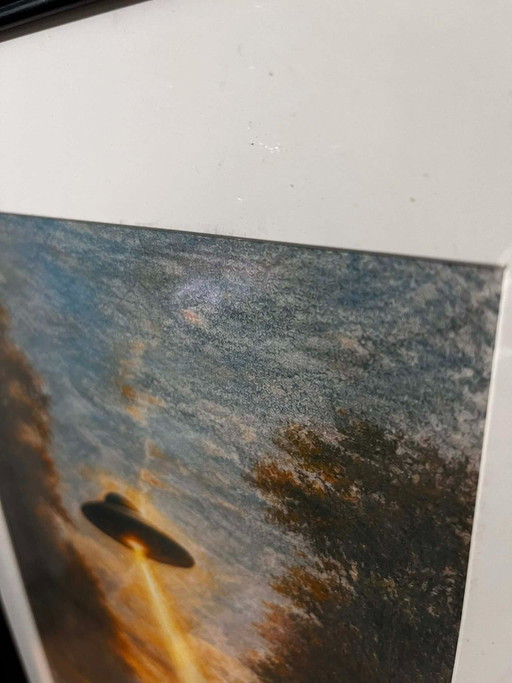 UFO sunset Black Framed Wall Art – Aesthetic Decor