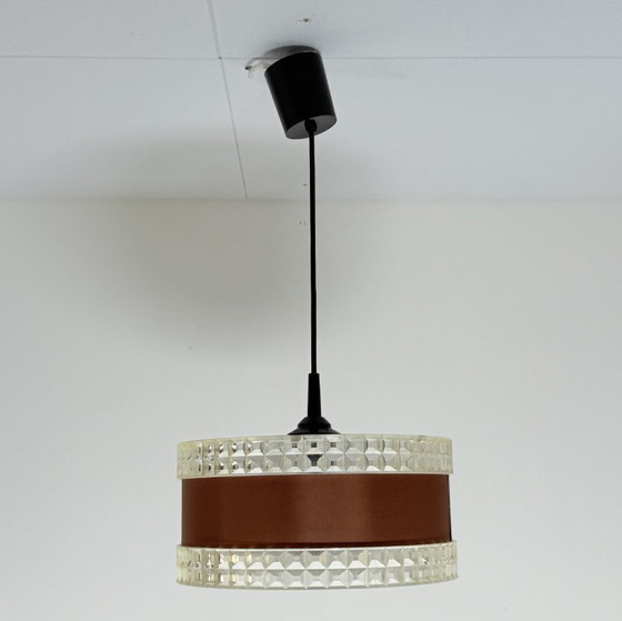Image 1 of Lampada a sospensione vintage con anello marrone