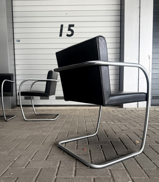 Image 1 of 6 sedie Brno di Mies van der Rohe, Fasem, in pelle nera