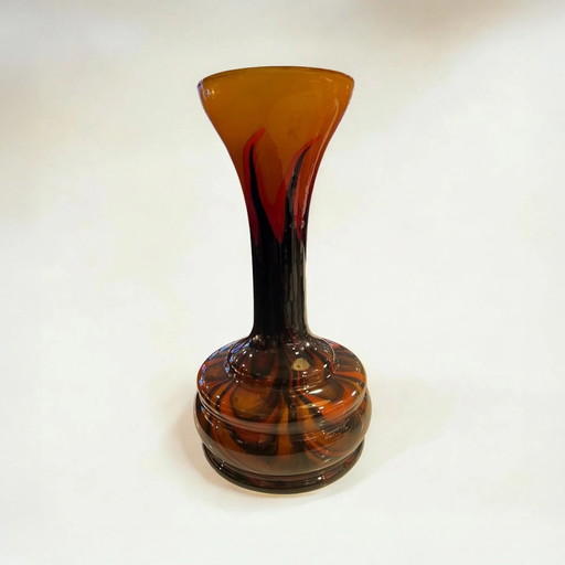 Seltene Vintage Opalglasvase aus Italien | Orange-Braun | 70er Jahre | Große Mid-Century Vase