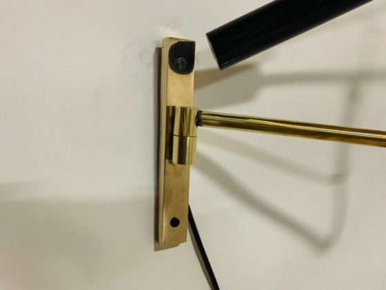 Stilnovo Wandleuchte mit Arm, Wandleuchten, Messing, Metall, Schwarz, Mid Century Modern (Foto 4 von 9)