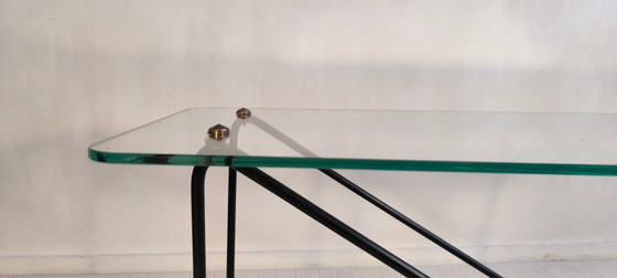 Image 1 of 😍 Stunning AIRBORNE asymmetrical coffee table, 1950s style, glass and lacquered metal, Made in Montreuil 😍