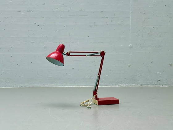 Image 1 of Vintage architect's table lamp in red, 1970s