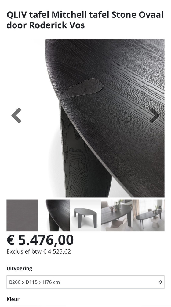 Image 1 of Qliv Stone Oval 115x260cm in Charcoal Schwarz gebeizt Massiv-Esche Vitrine