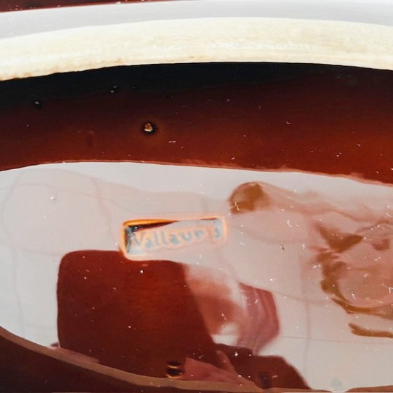 Image 1 of Fruttiera vintage in ceramica Vallauris di metà secolo, arancione-marrone, anni '60