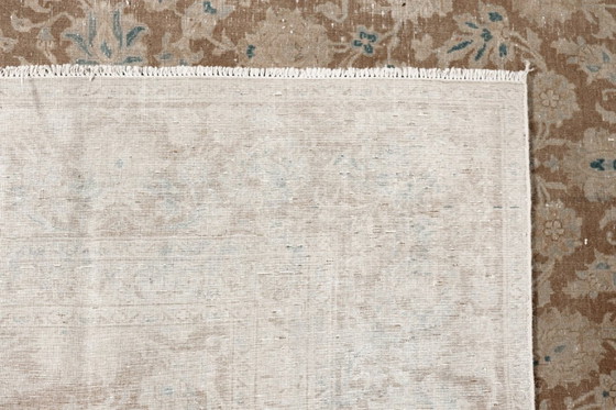 Image 1 of Vintage Ziegler Tabriz rug, brown and blue, 400 x 276 cm, for living room and dining room.