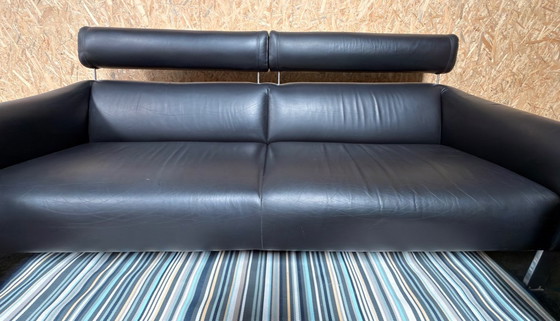 Image 1 of Divano e 2 poltrone Leolux Patachou in pelle nera