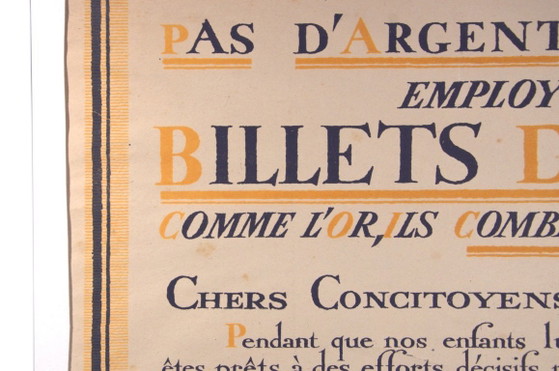 Cartel original sobre cartulina "Usemos nuestros billetes", imprenta DRAEGER Frères, París, 67x105cm. (photo 3 of 5)