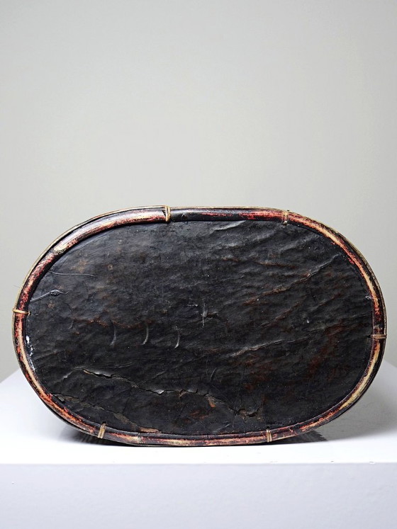 Image 1 of "Tampung" box, bamboo and leaf, Indonesia, Lombok, early 20th century