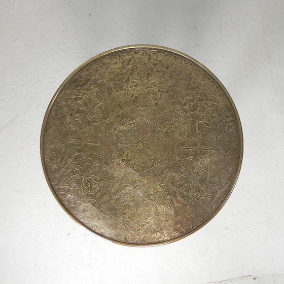 Image 1 of Mesa Art Déco con tablero de latón, Escuela de Ámsterdam, década de 1930