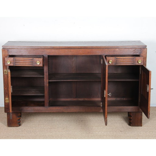 Sideboard aus Eiche und Messing im Stil von Charles Dudouyt, 1940 – high boards, Wood