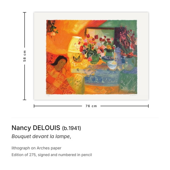 Image 1 of Nancy DELOUIS Bouquet devant la lampe Signierte Lithographie
