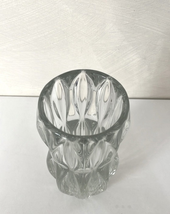 Image 1 of Vase vintage SKLO Union par Jan Schmidt en verre transparent années 60
