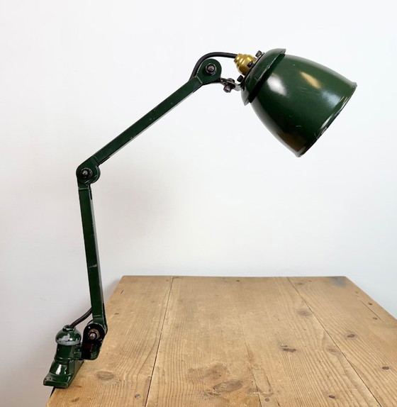 Image 1 of Industrial Green Enamel Adjustable Table Lamp, 1960s
