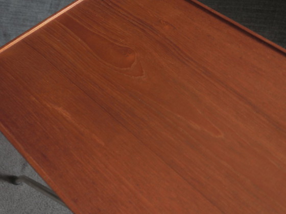 Danish Teak and Aluminium Adjustable Wine or Side Table, 1960s, Wood, Metal, Brown, Scandinavian (photo 12 of 14)