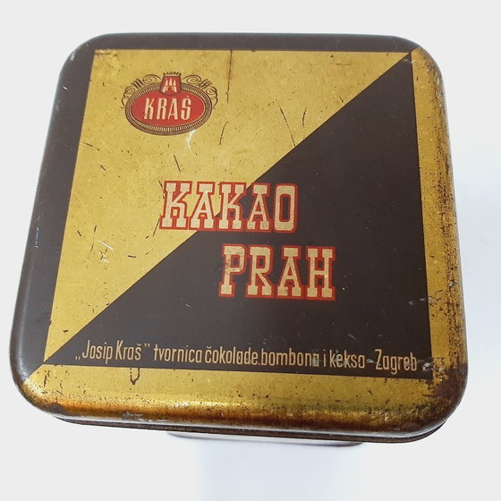 Image 1 of Vintage tin can of cocoa powder with the brand "Kraš"
