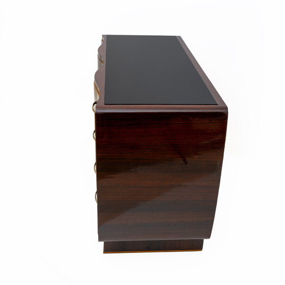 Image 1 of Art Deco Italienische Thujawurzel geschwungene Kommode, 1930er Jahre