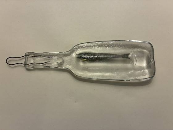 Image 1 of Bottle made of pressed glass with incorporated decorative fish and shell