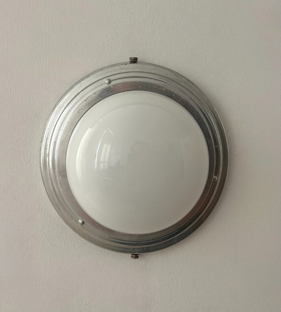 Image 1 of Lampada da parete vintage art déco, cromo e opalina, Francia 1930