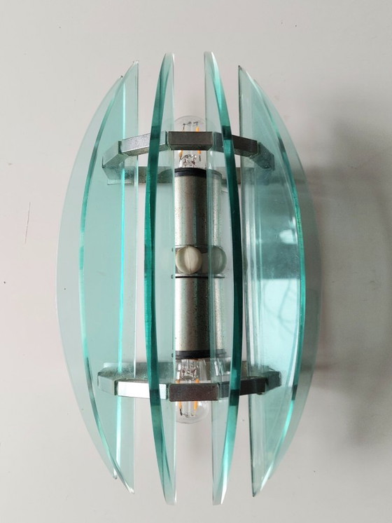 Image 1 of Par de apliques de pared italianos de cristal turquesa de Veca, 1970