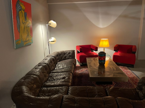 Complete Vintage Design Living Room, Exclusive Interior Setting, de Sede, Modular sofas, Leather, Brown (photo 8 of 15)