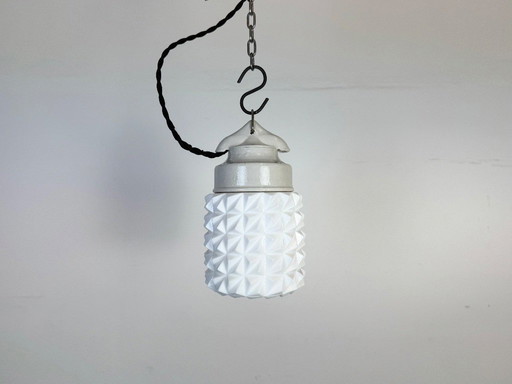 Vintage White Porcelain Pendant Light, 1970s