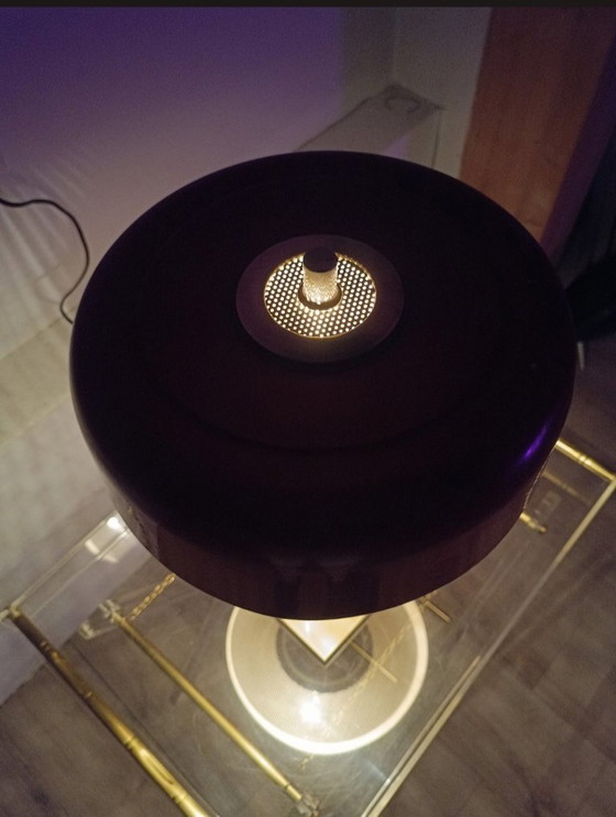 Image 1 of Perforated brass metal table lamp, 1954