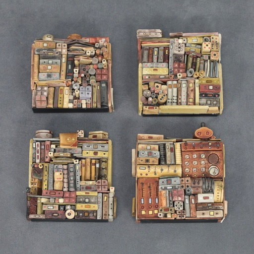 Ensemble de 4 sculptures vibrantes de Guy Deltour – Art contemporain belge, années 2000