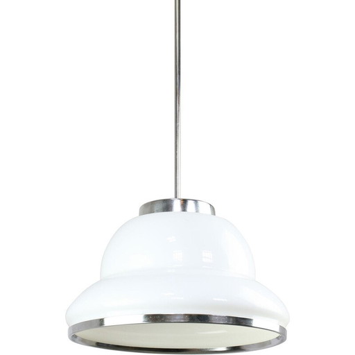 Vintage hanglamp in opaline en chroom