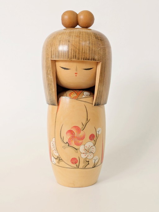 Poupée Kokeshi japonaise du milieu du siècle | Bois peint à la main | 1950s Folk Art