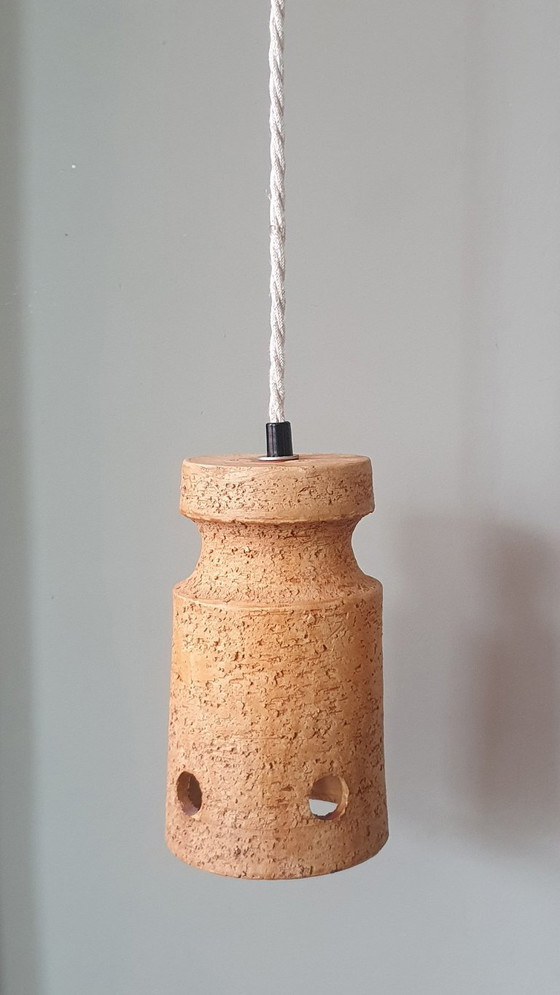 Image 1 of Set di 2 lampade a sospensione vintage in ceramica, Germania Ovest, vetro lava