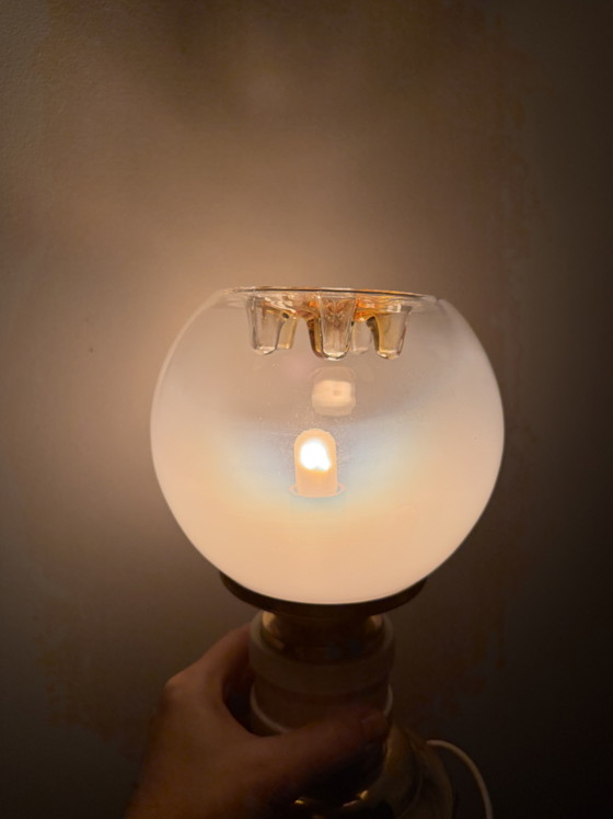 Vintage Mazzega Murano Glass Table Lamp 1970s Space Age / Mid-Century Modern, Iron, Gold (photo 4 of 15)