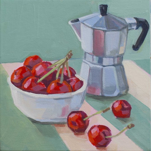 Naturaleza muerta, Impresionismo contemporáneo en miniatura, 15x15 cm; Sandra Kolondam