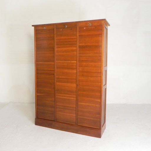 Eichenschrank mit Rollläden und 3 Rollläden, 180 cm hoch, 1950er Jahre