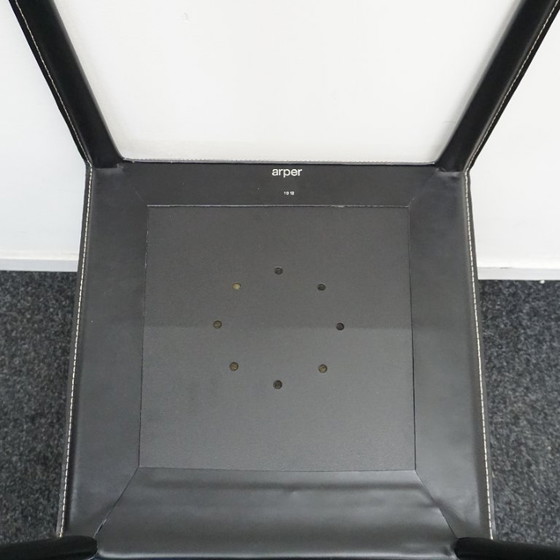 Image 1 of Arper Norma Design dining chairs | Leather chairs Black