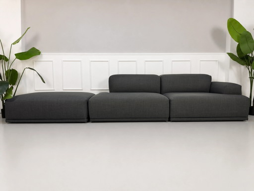 Muuto Connect Canapé Grau Stoff Ecksofa Canapé Modulaire