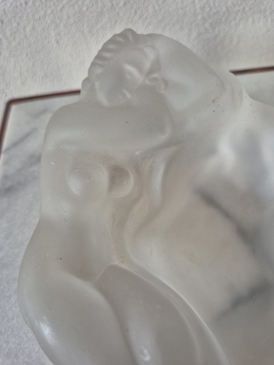 Image 1 of Vintage Art Deco Frosted Glass Nude Ashtray - Heinrich Hoffmann Style