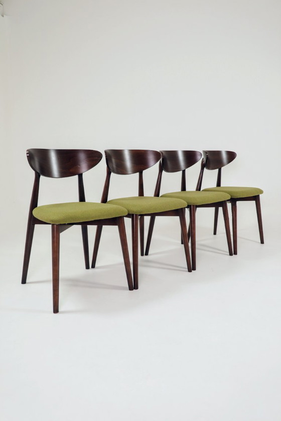 Image 1 of Eetkamerstoelen set van 4 sauvage groene bekleding hout kleur te kiezen